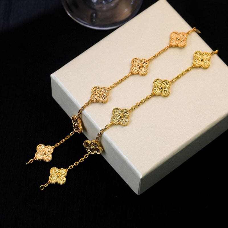 18K Celestial Yellow Gold Five Motifs Clover Bracelet