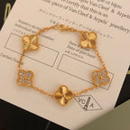 18K Celestial Vintage Alhambra Five Motifs Diamonds Clover Bracelet