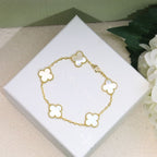 18K Celestial Vintage Alhambra Five Motifs Pearl Bracelet