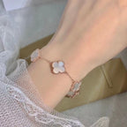18K Celestial Vintage Alhambra Five Motifs Pearl Bracelet