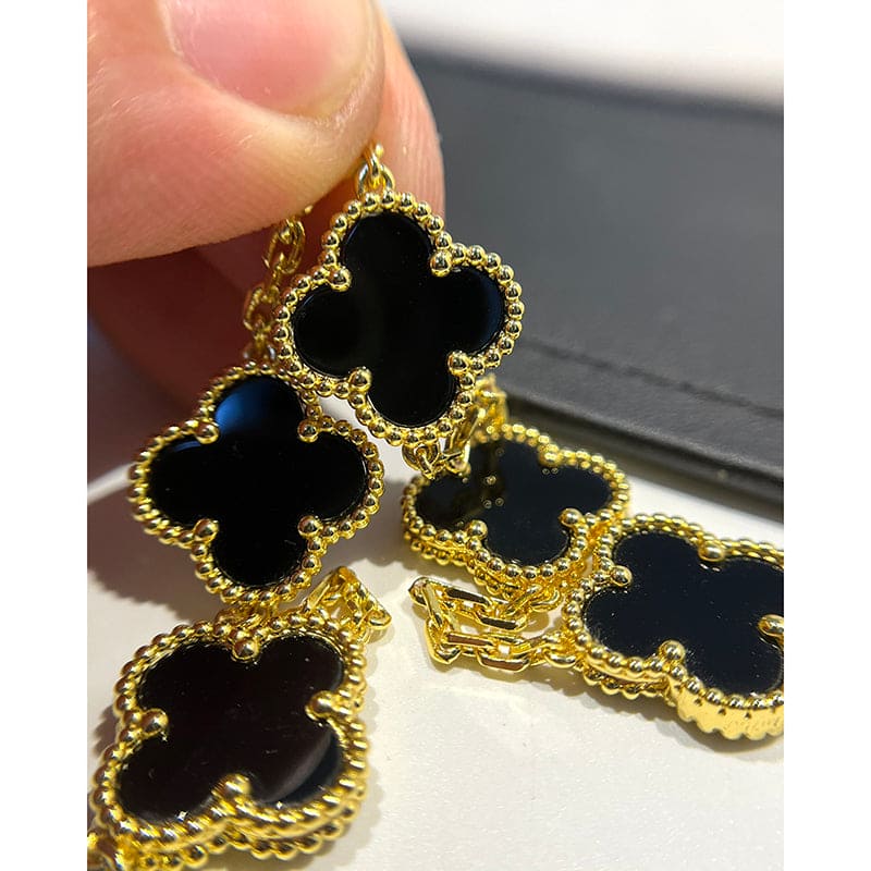 18K Celestial Vintage Alhambra Five Motifs Black Clover Bracelet