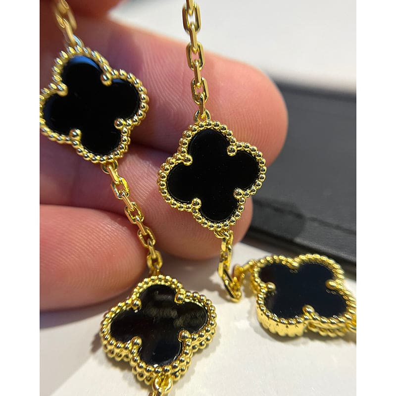 18K Celestial Vintage Alhambra Five Motifs Black Clover Bracelet
