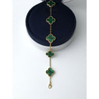 18K Celestial Vintage Alhambra Five Motifs Malachite Clover Bracelet