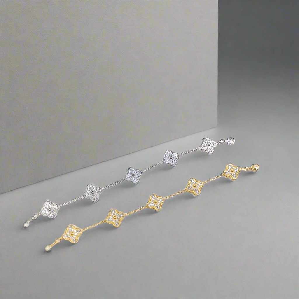 18K Celestial Vintage Alhambra Diamonds Clover Bracelet