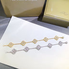 18K Celestial Vintage Alhambra Diamonds Clover Bracelet
