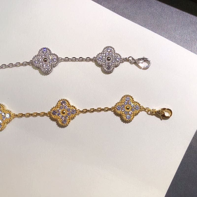 18K Celestial Vintage Alhambra Diamonds Clover Bracelet