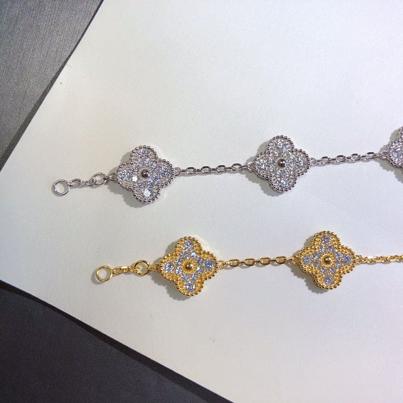 18K Celestial Vintage Alhambra Diamonds Clover Bracelet