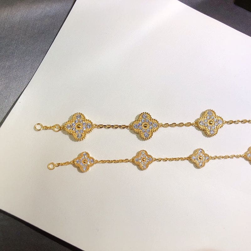 18K Celestial Vintage Alhambra Diamonds Clover Bracelet