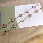 18K Celestial Vintage Alhambra Five Motifs Pink Opal Bracelet