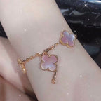 18K Celestial Vintage Alhambra Five Motifs Pink Opal Bracelet