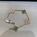 18K Celestial Vintage Alhambra Five Motifs Pearl Bracelet