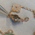 18K Celestial Vintage Alhambra Five Motifs Pearl Bracelet