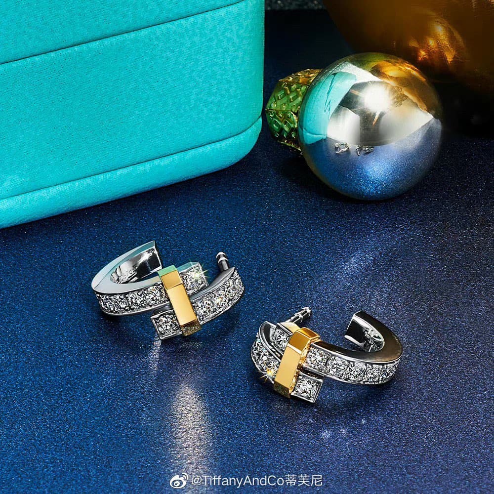 18K Celestial T Edge Hoop Earrings