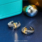18K Celestial T Edge Hoop Earrings