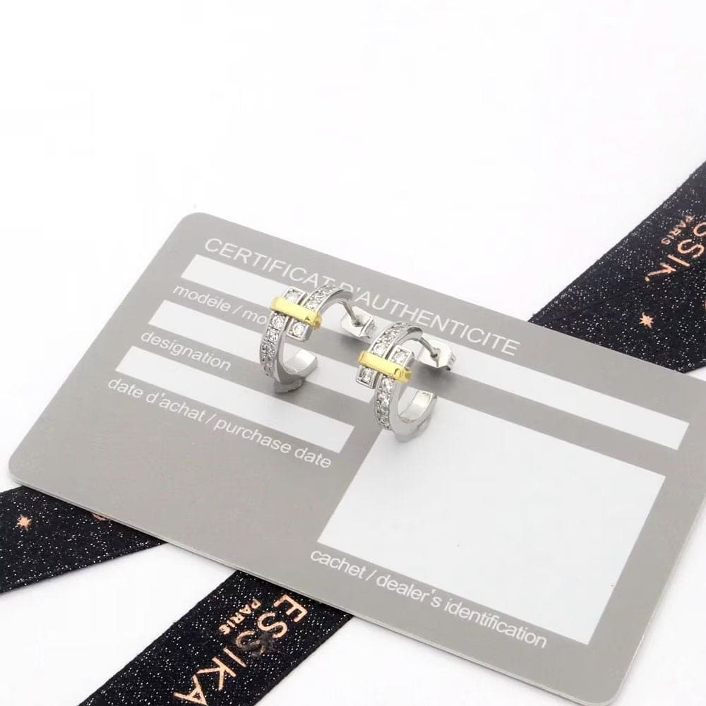 18K Celestial T Edge Hoop Earrings