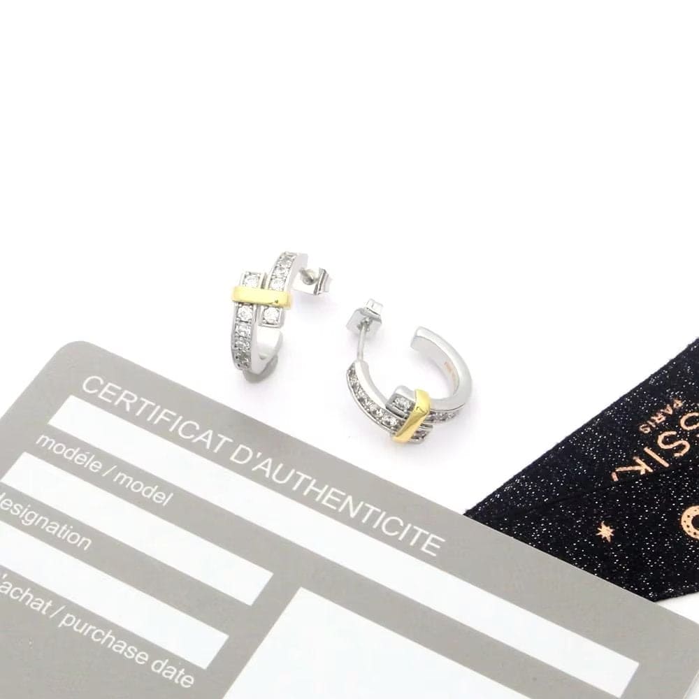 18K Celestial T Edge Hoop Earrings
