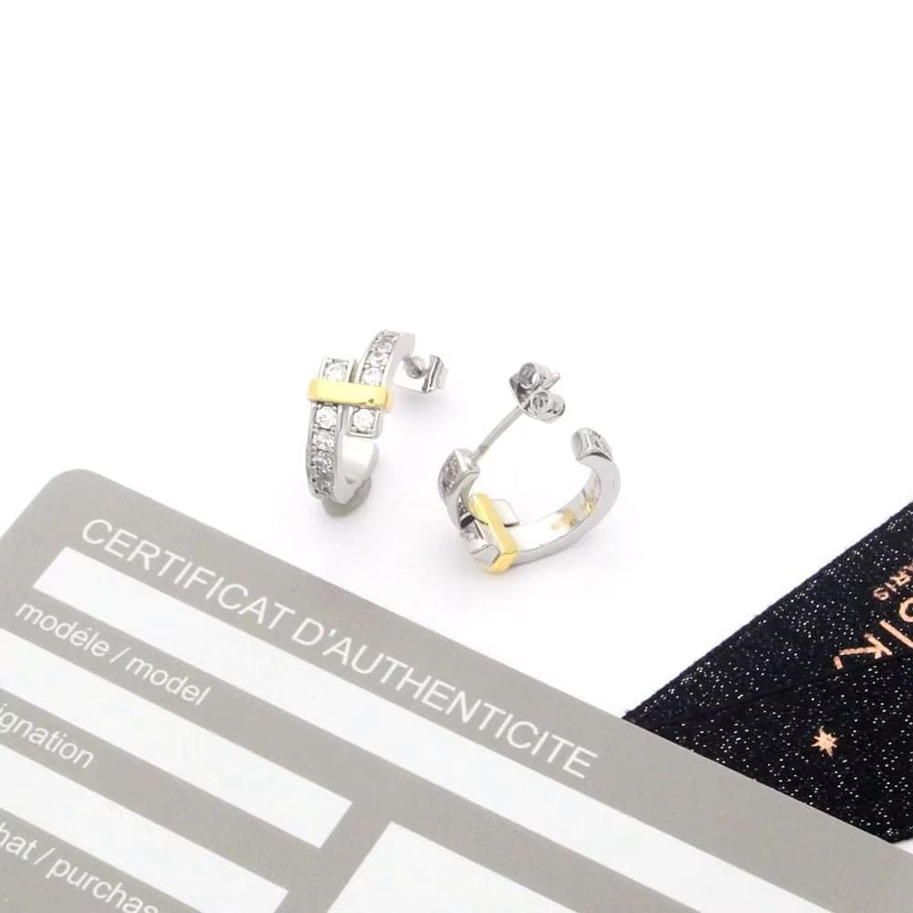 18K Celestial T Edge Hoop Earrings