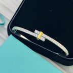 18K Celestial T Edge Hinged Bypass Bangle Bracelet