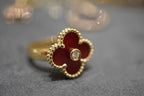 18K Celestial Vintage Alhambra Carnelian Ring