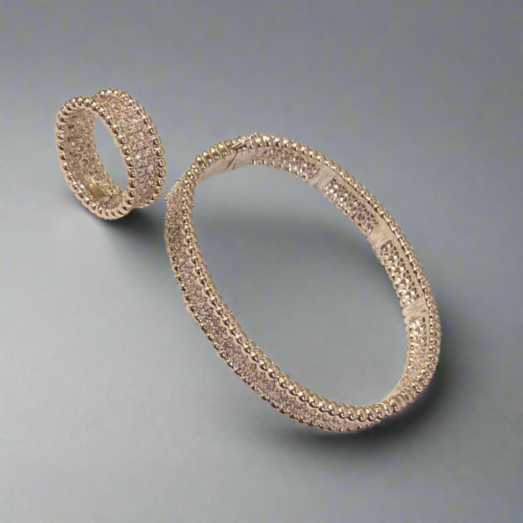 18K Celestial Perl̩e Diamonds 3 Row Ring