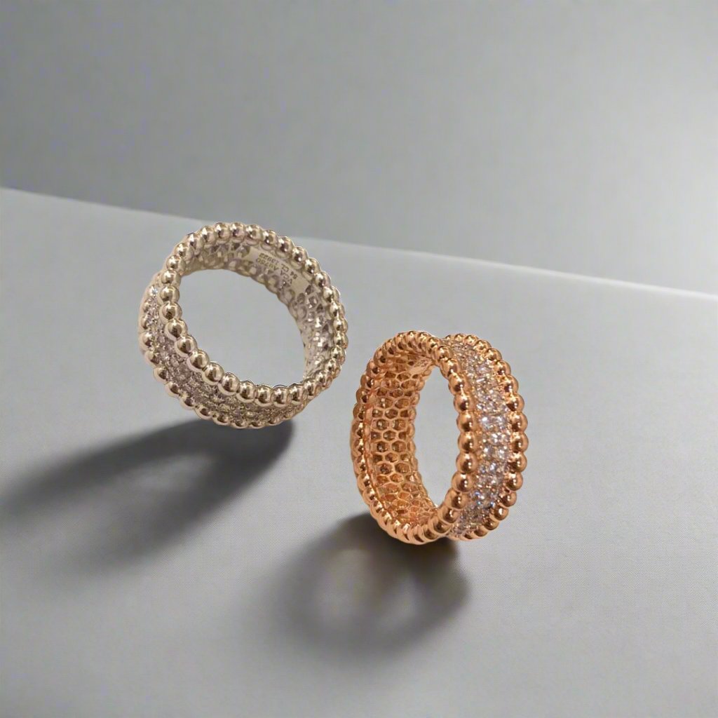 18K Celestial Perl̩e Diamonds 3 Row Ring