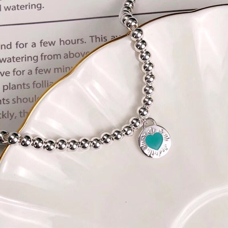 18K Celestial Return to T Love Blue Heart Tag Bead Bracelet