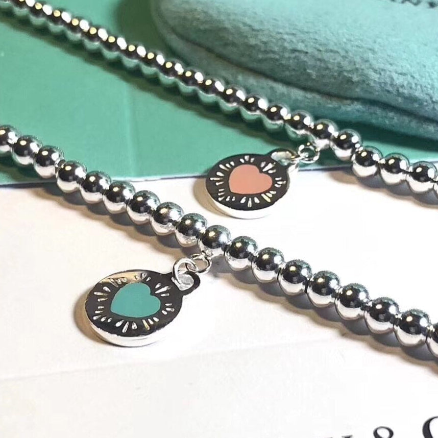 18K Celestial Return to T Love Blue Heart Tag Bead Bracelet