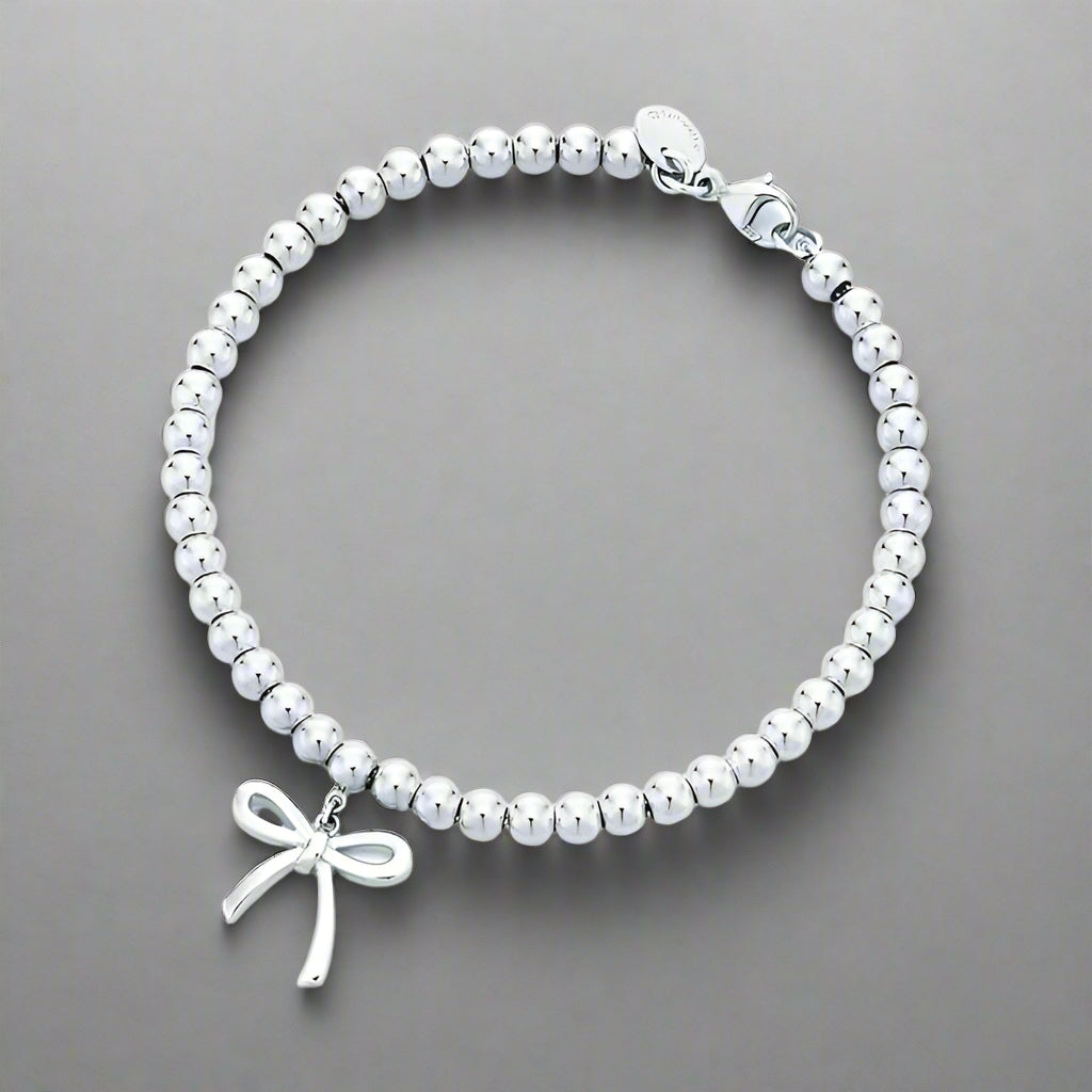 18K Celestial T Bow Charm Bead Bracelet