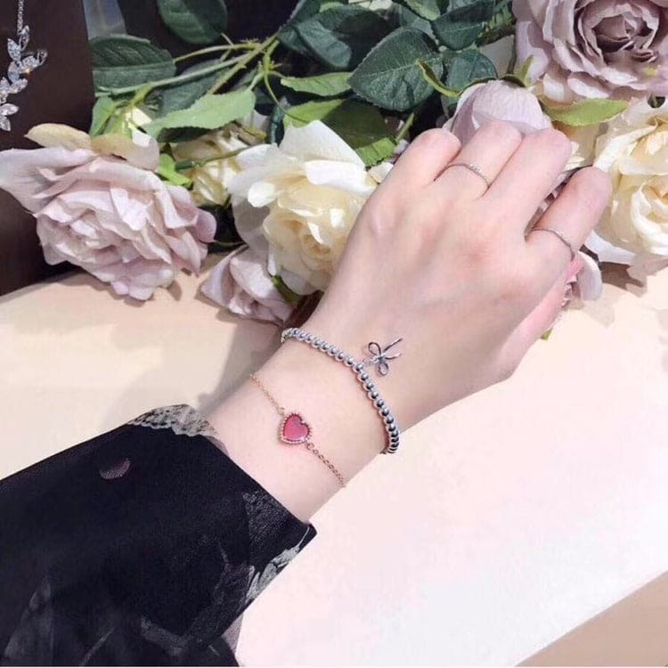 18K Celestial T Bow Charm Bead Bracelet