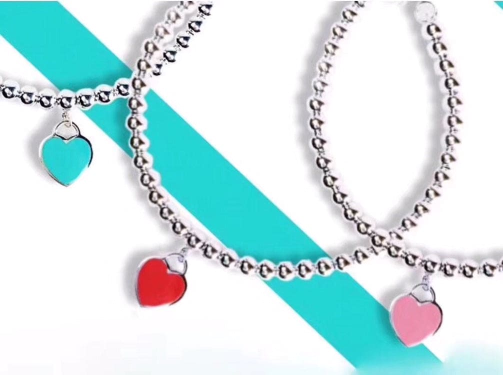 18K Celestial Return to T Red Heart Tag Bead Bracelet