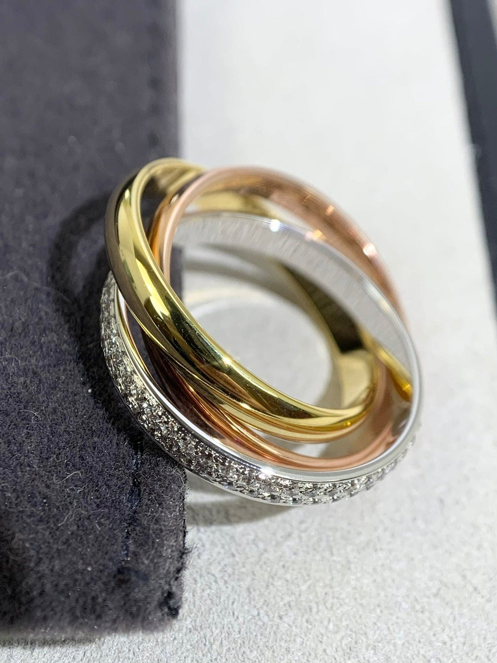 18K Celestial Trinity Pave Diamond Ring