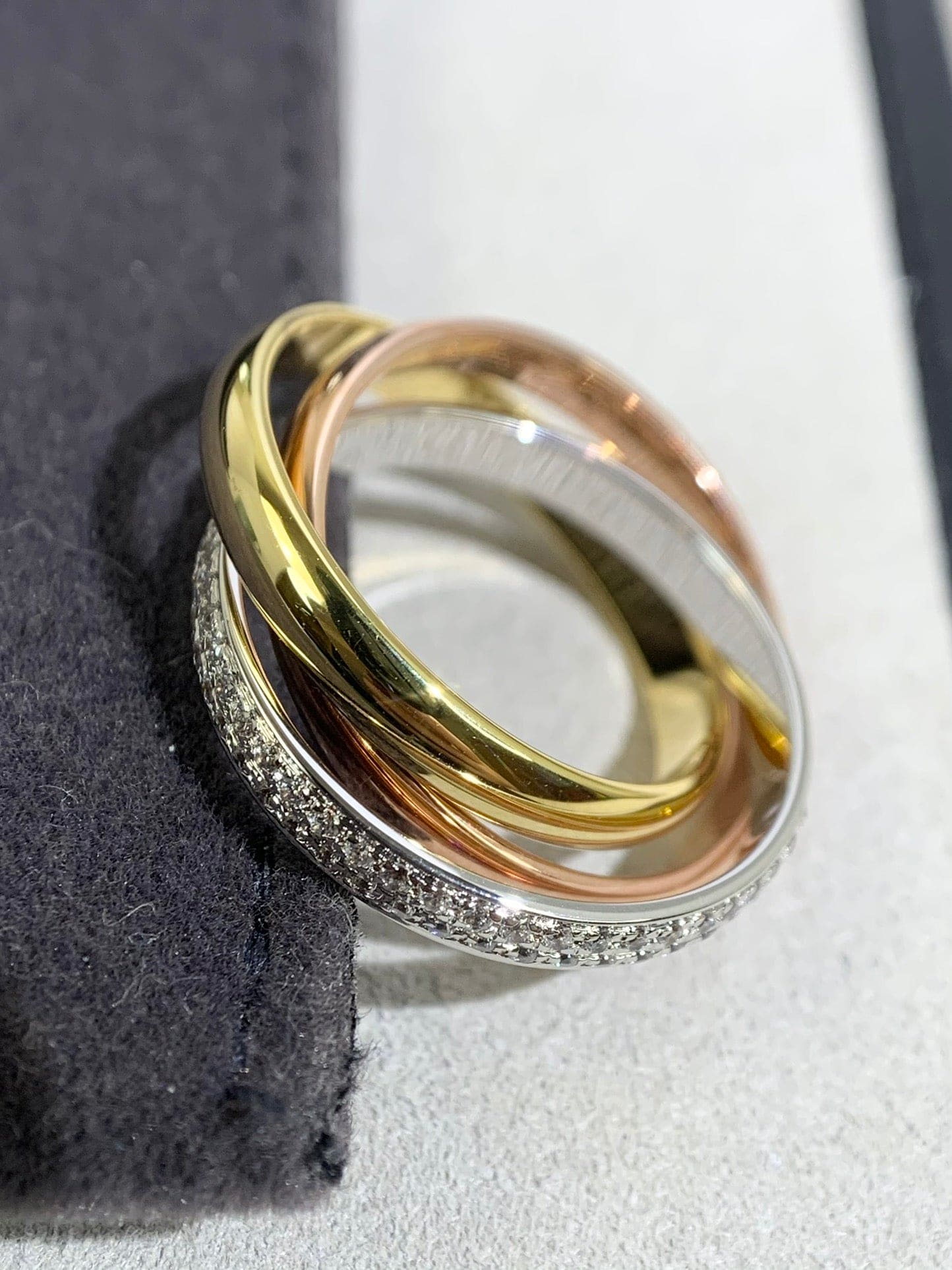 18K Celestial Trinity Pave Diamond Ring