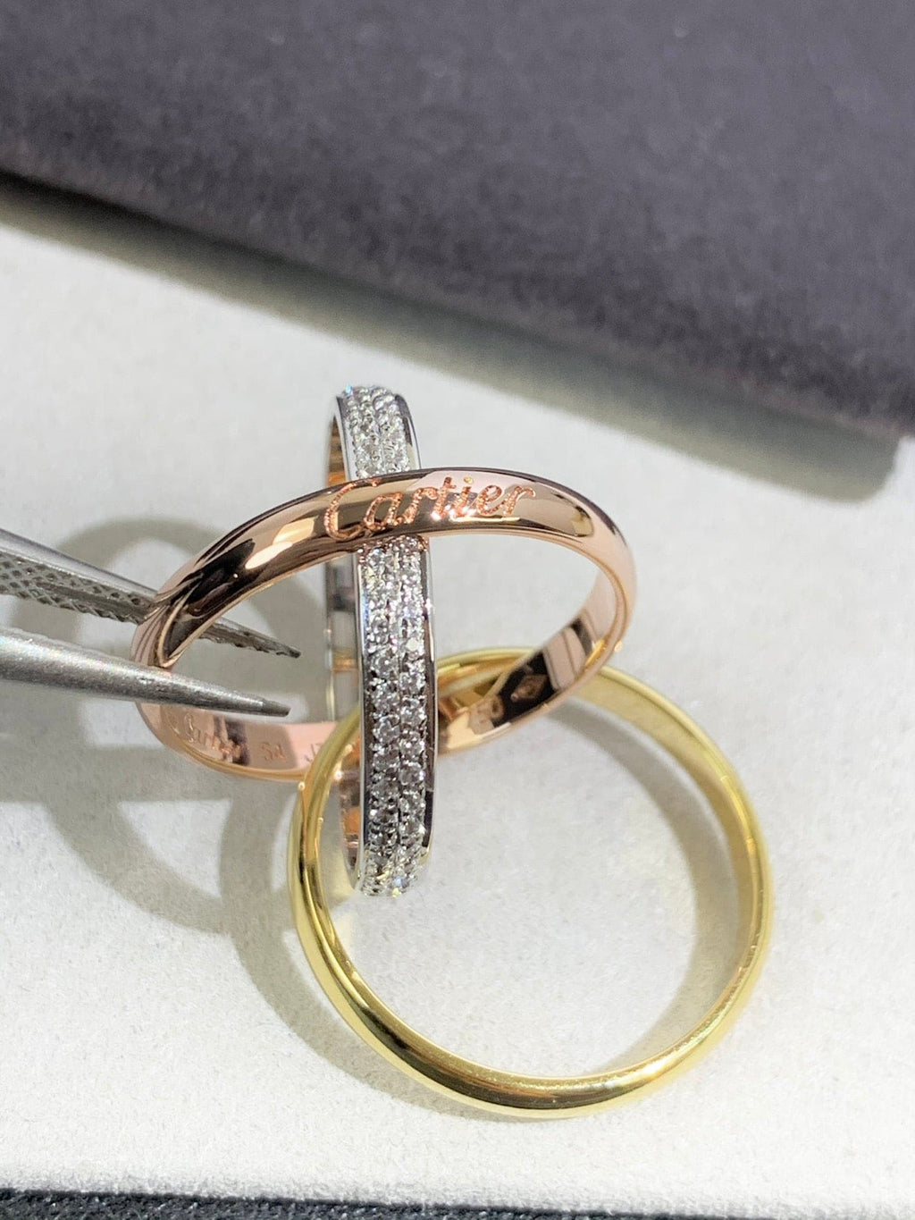 18K Celestial Trinity Pave Diamond Ring