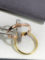 18K Celestial Trinity Pave Diamond Ring