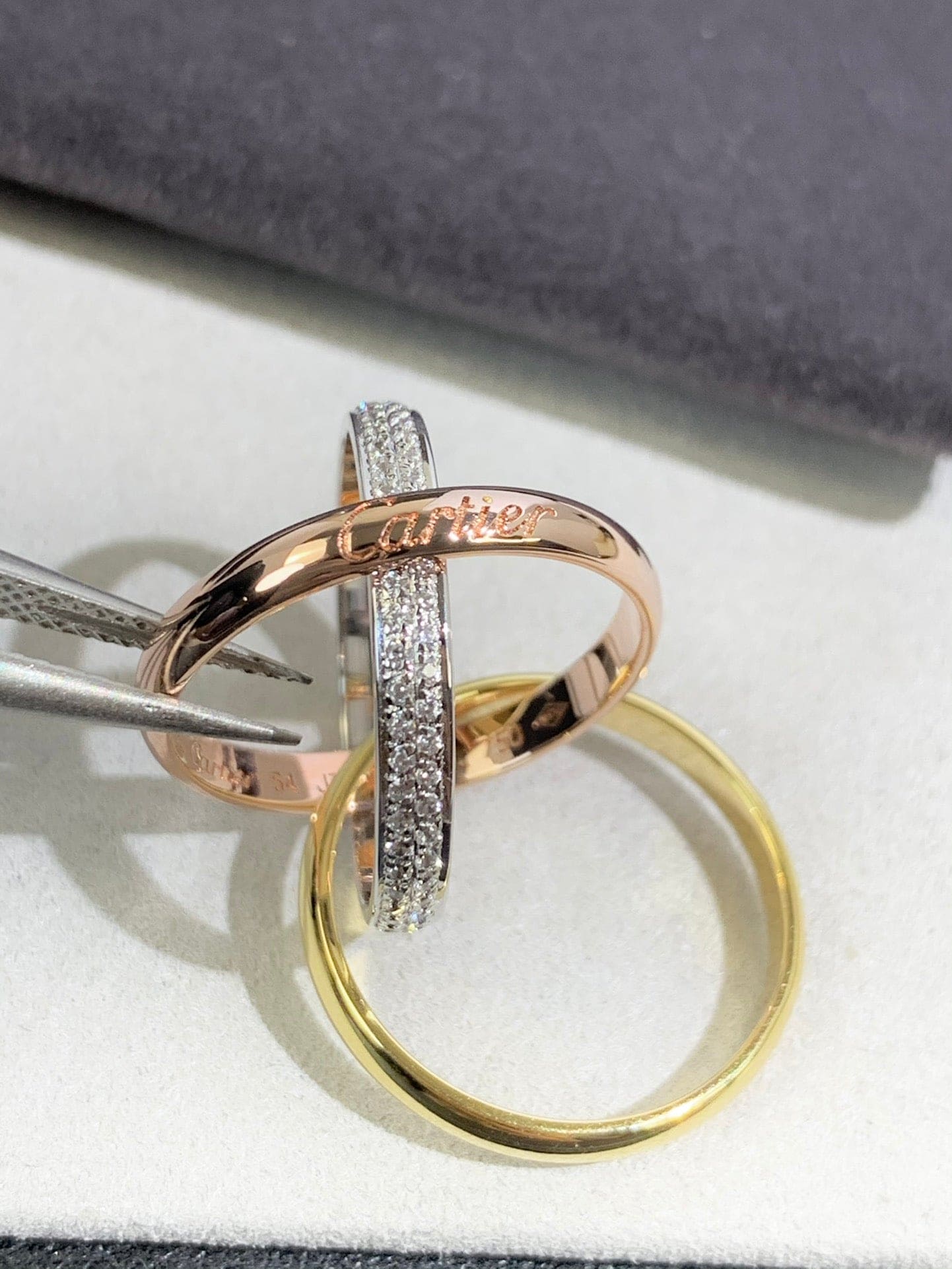 18K Celestial Trinity Pave Diamond Ring