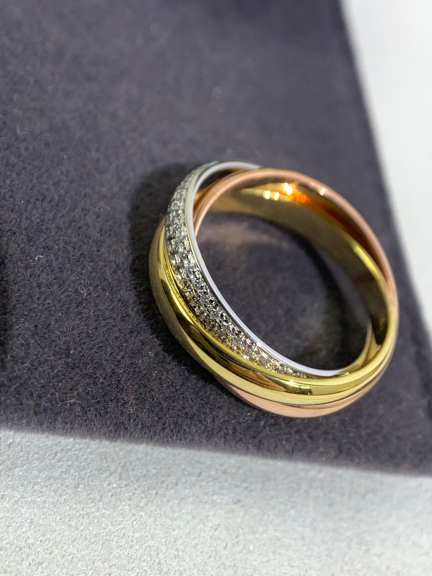 18K Celestial Trinity Pave Diamond Ring