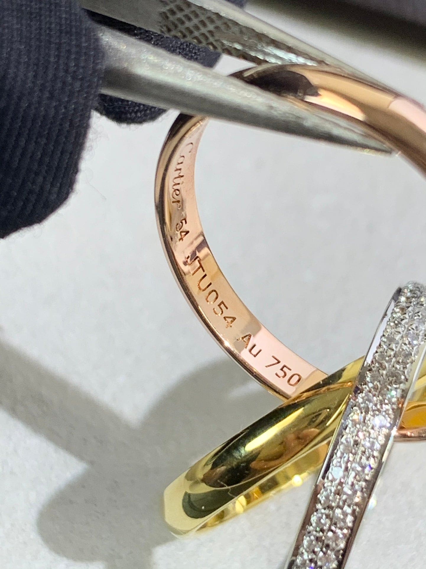 18K Celestial Trinity Pave Diamond Ring