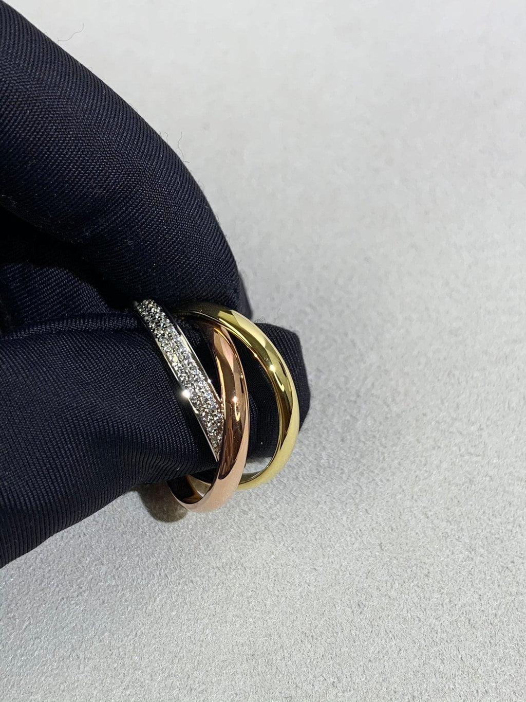 18K Celestial Trinity Pave Diamond Ring