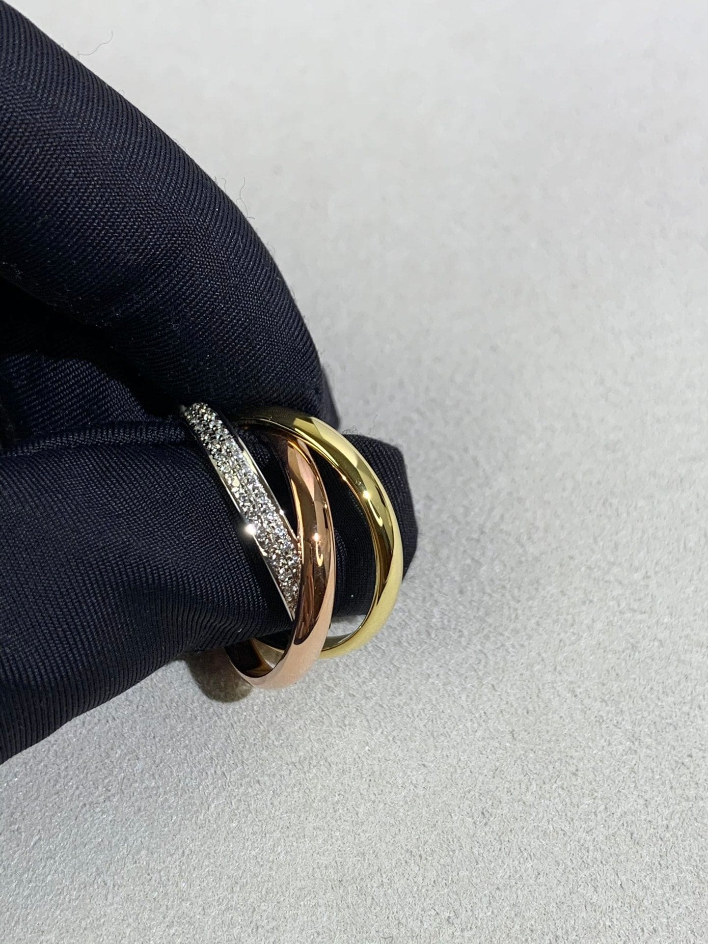 18K Celestial Trinity Pave Diamond Ring