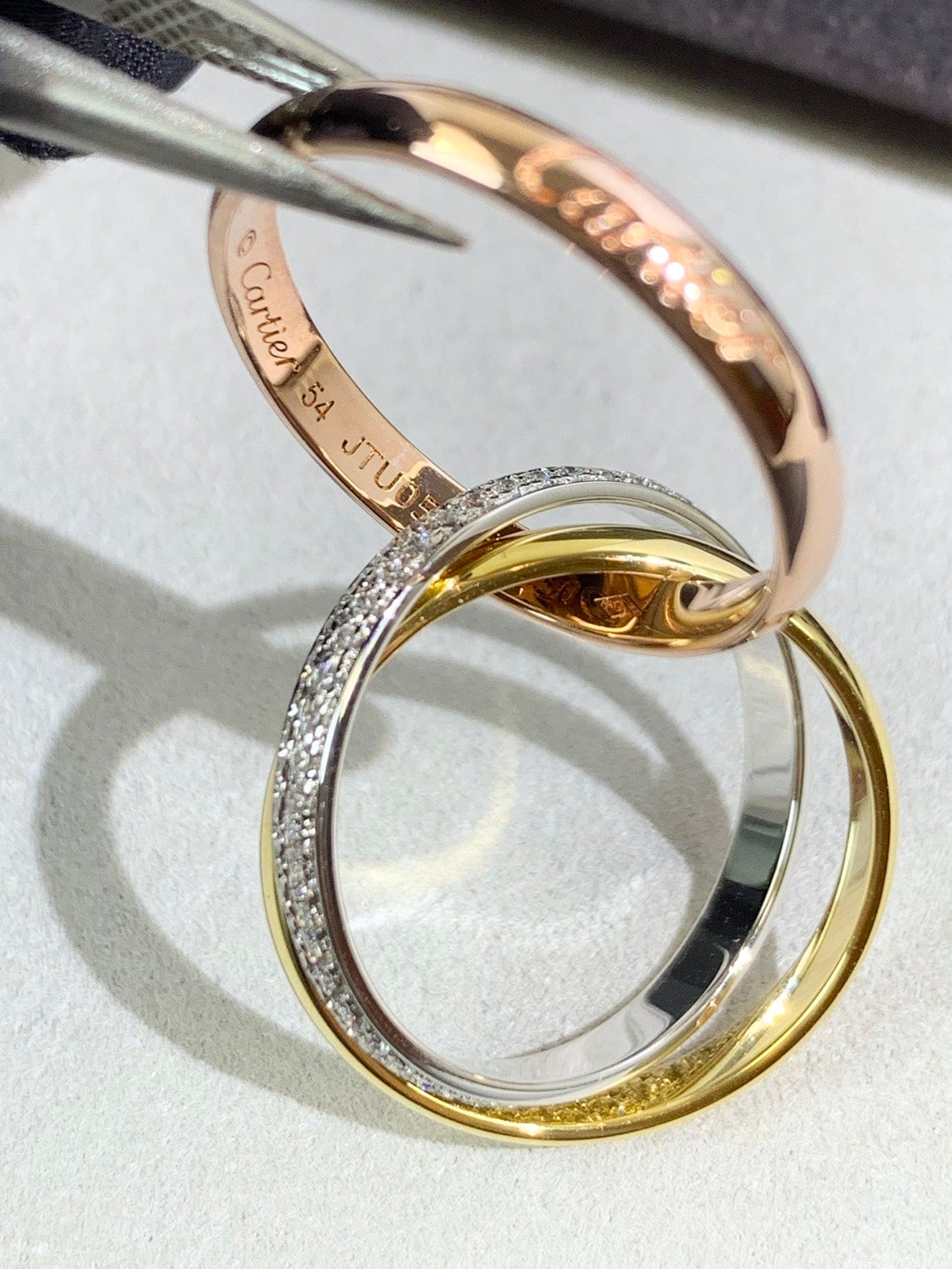 18K Celestial Trinity Pave Diamond Ring