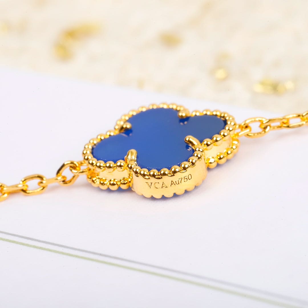 18K Celestial Vintage Alhambra Agate 10 Motifs Necklace