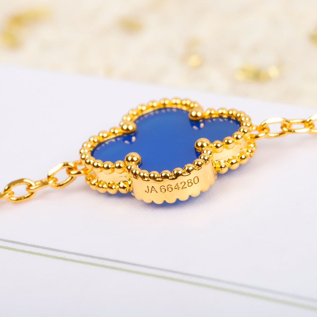 18K Celestial Vintage Alhambra Agate 10 Motifs Necklace