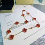 18K Celestial Vintage Alhambra Carnelian 10 Motifs Necklace