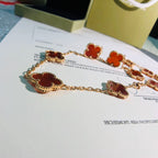 18K Celestial Vintage Alhambra Carnelian 10 Motifs Necklace