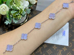 18K Celestial Vintage Alhambra Chalcedony 10 Motifs Necklace