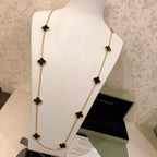 18K Celestial Vintage Alhambra Black 10 Motifs Clover Necklace