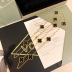 18K Celestial Vintage Alhambra Black 10 Motifs Clover Necklace