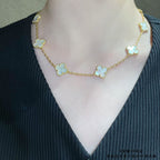 18K Celestial Vintage Alhambra Pearl 10 Motifs Necklace