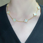 18K Celestial Vintage Alhambra Pearl 10 Motifs Necklace