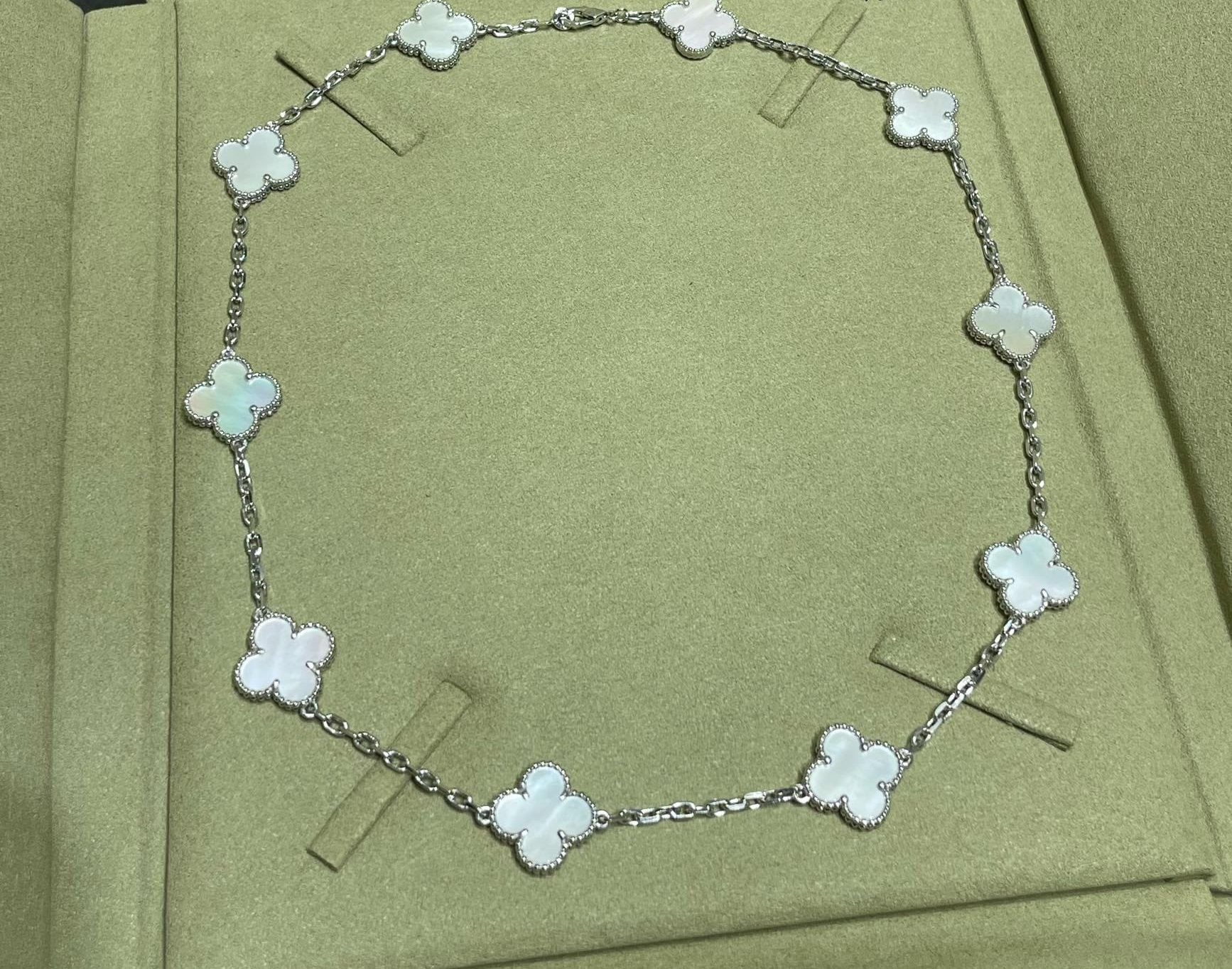 18K Celestial Vintage Alhambra Pearl 10 Motifs Necklace